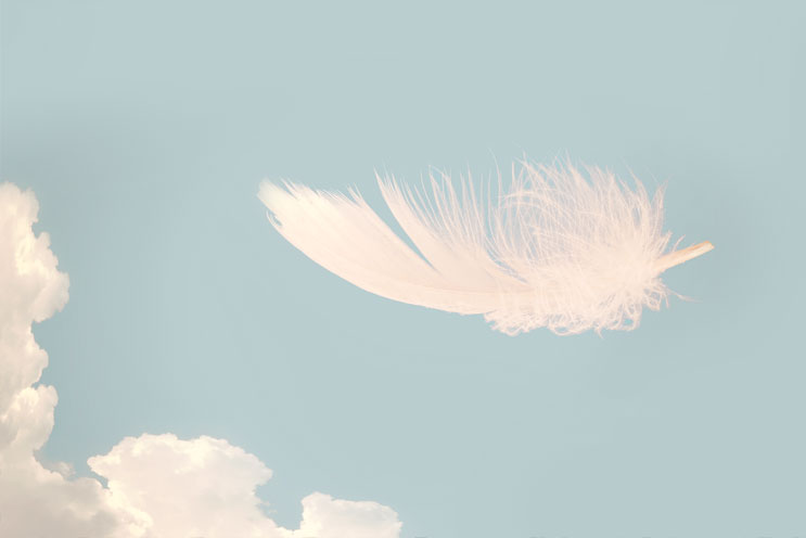 Bild weiße Feder in den Wolken, Leichtigkeit, Dr. med. Tanja Lemke, tiefenpsychologische Psychotherapie