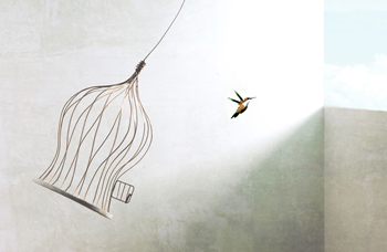 Bild Vogel fliegt aus Käfig , Dr. med. Tanja Lemke, Aachen, Fachärztin für Psychologieund Psychotherapie 